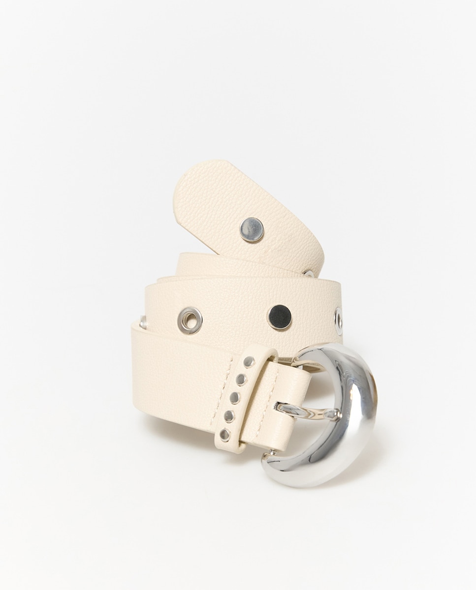 Cinto com Tachas e Ilhoses Cru-3