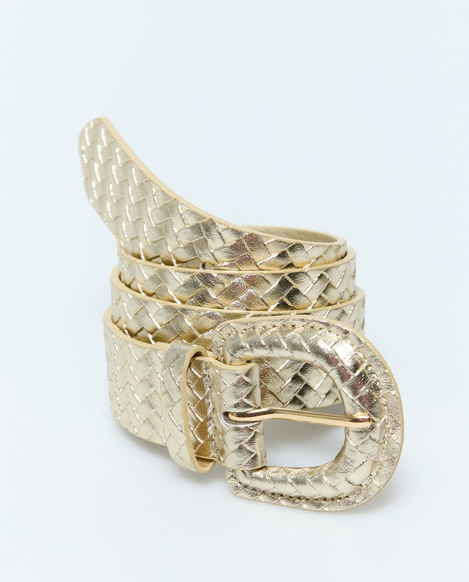 Cinto Forrado Entrançado Ouro-3