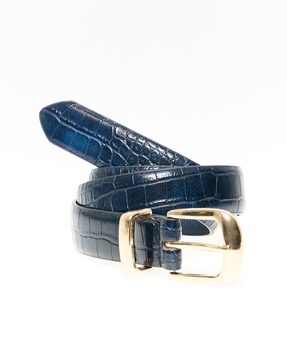 Cinto Básico Croco Azul-marinho-3