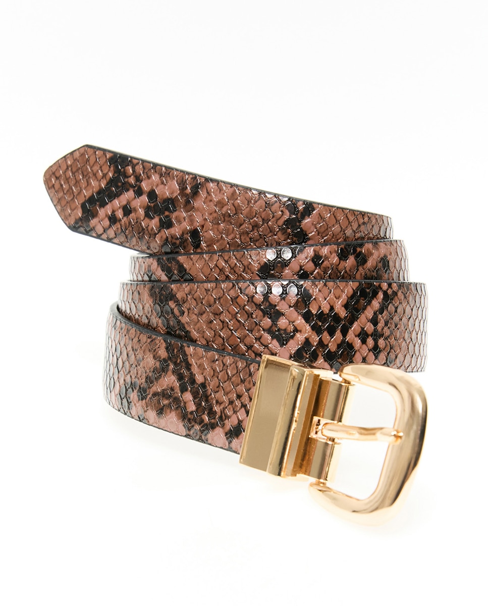 Cinto Reversível com Animal Print de Serpente Preto-3