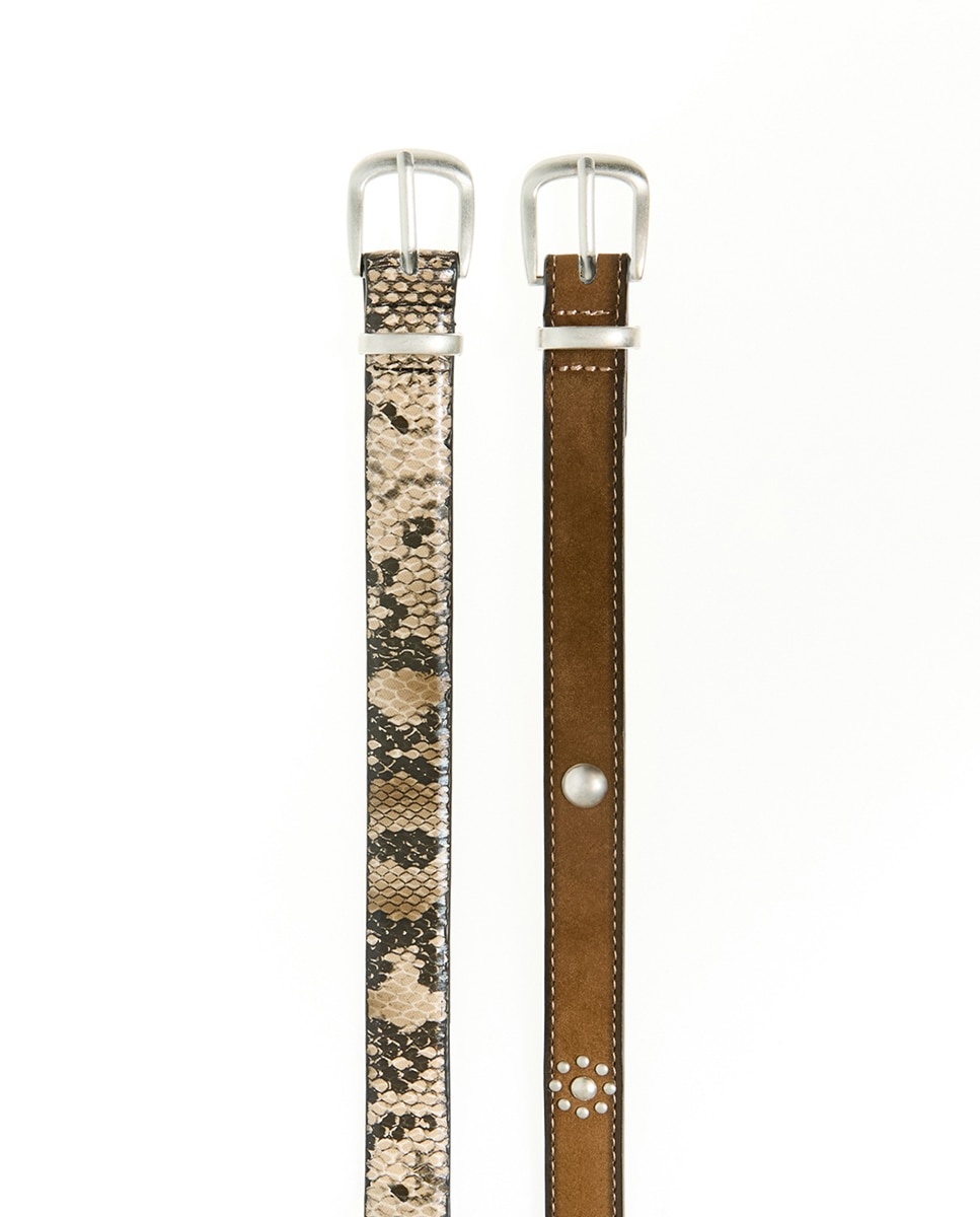Imagem 0 de Conjunto de cintos com animal print de serpente