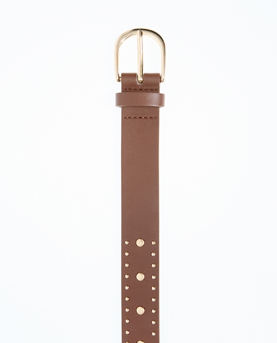 Cinto com Tachas Combinadas 730 Camel-2