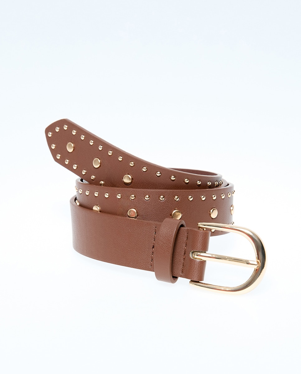 Cinto com Tachas Combinadas 730 Camel-3