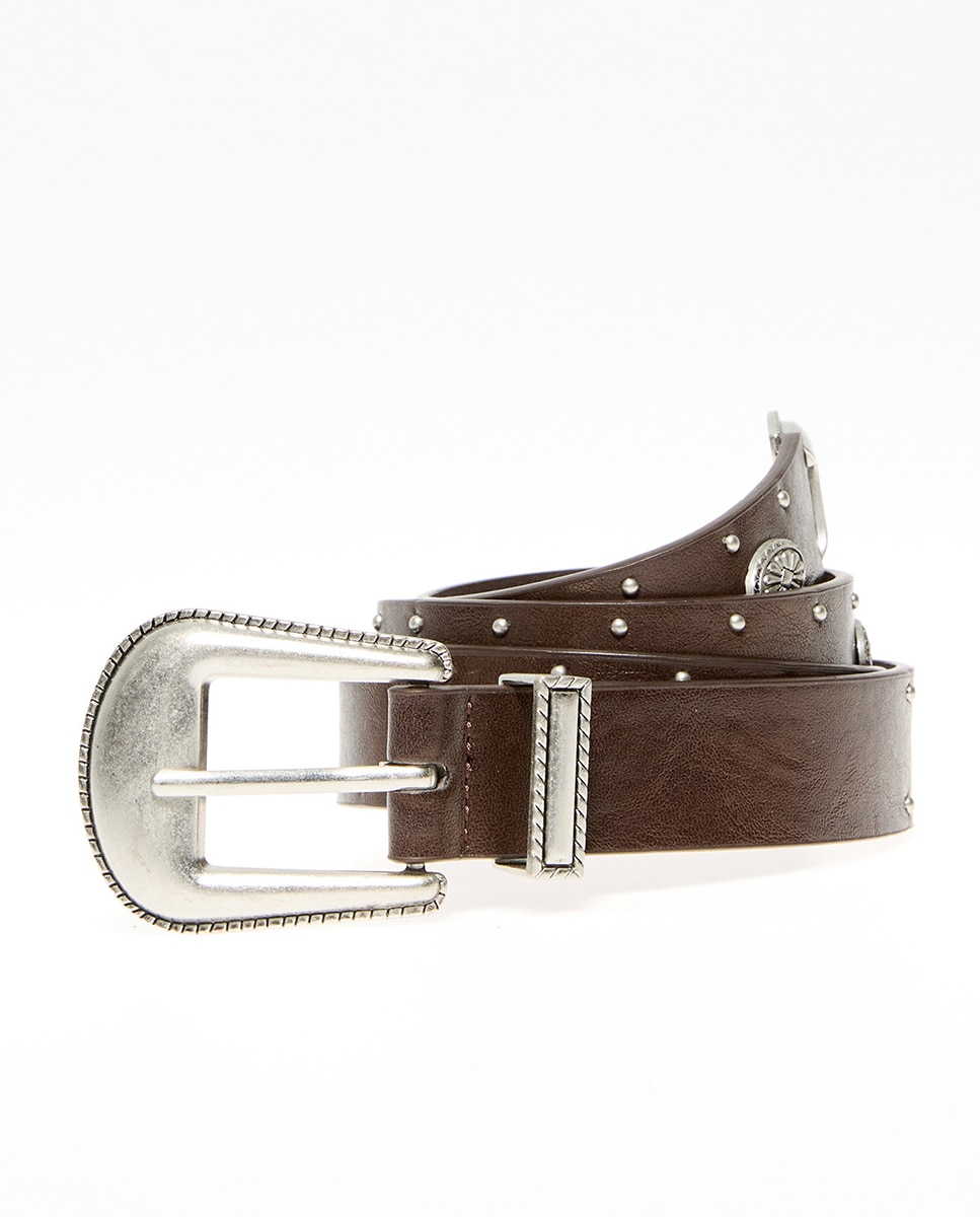 Cinto de Cowboy com Moedas Castanho-3