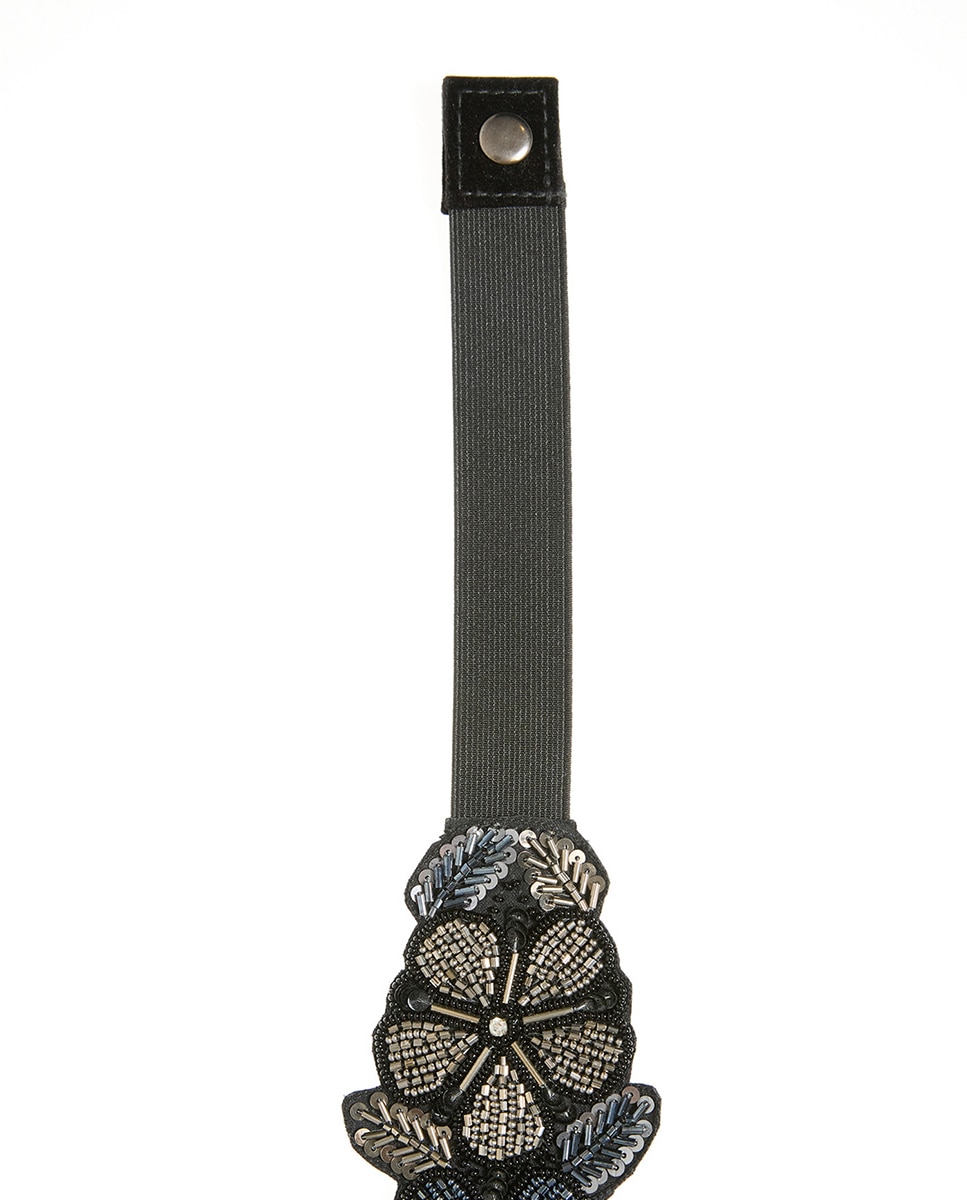Cinto com Bordado Floral Prata-2