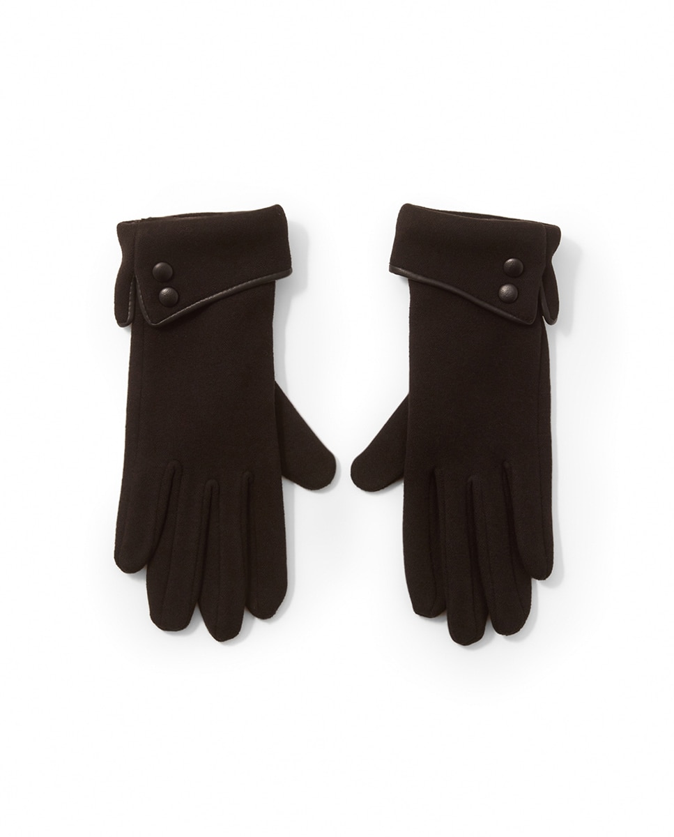 Luvas com Dobra e Botões Preto-1