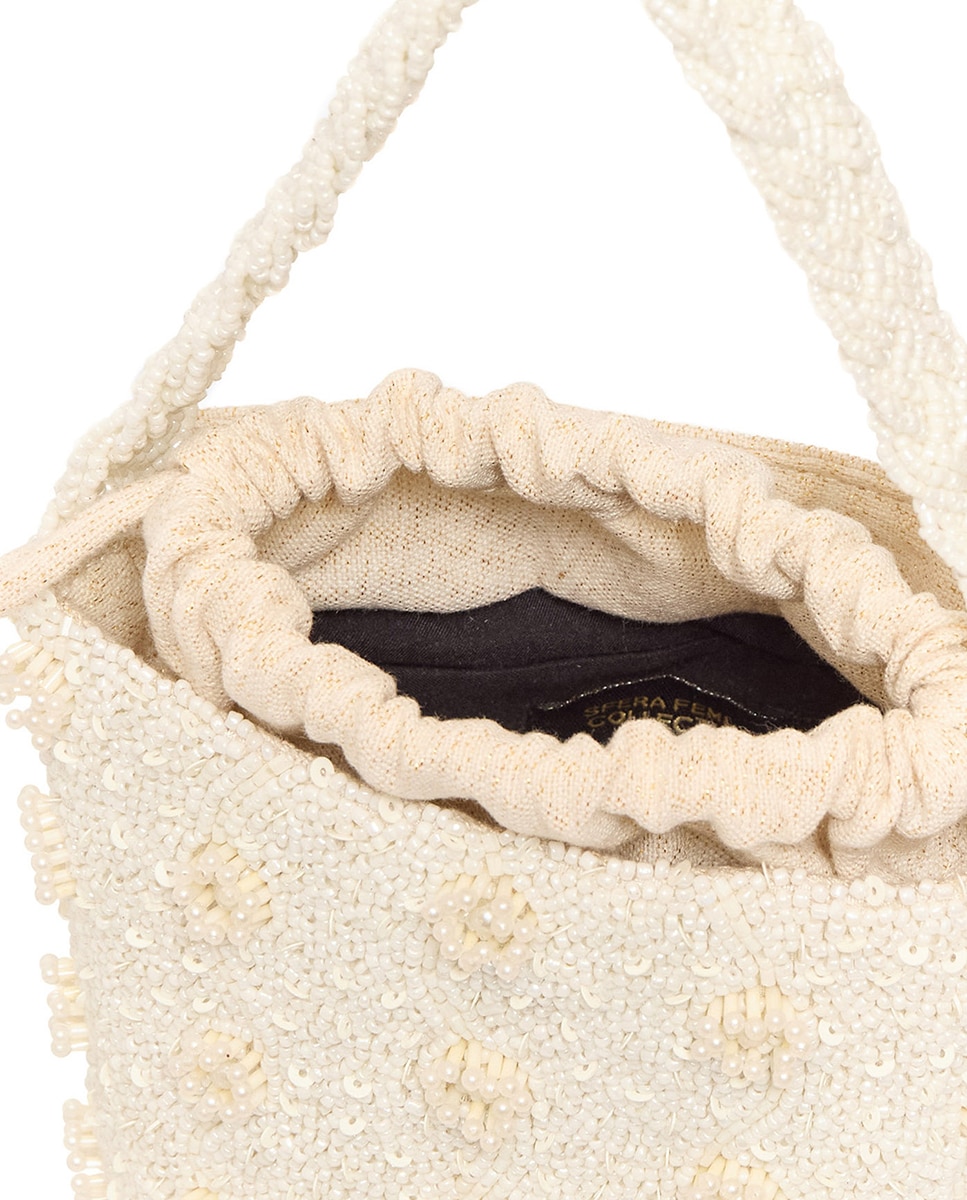Mala Bucket com Contas na Alça Cru-4