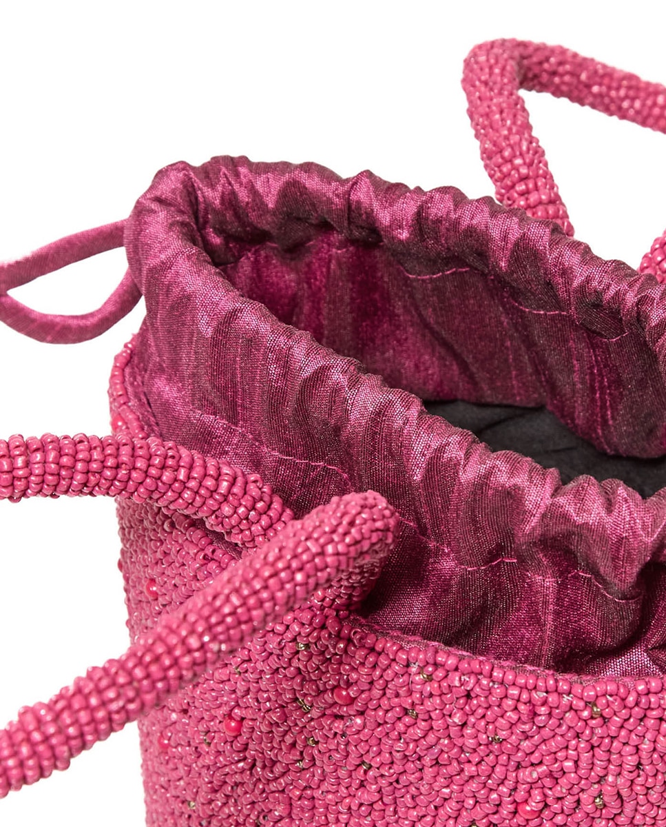 Mala Bucket com Contas na Alça Fúcsia-4