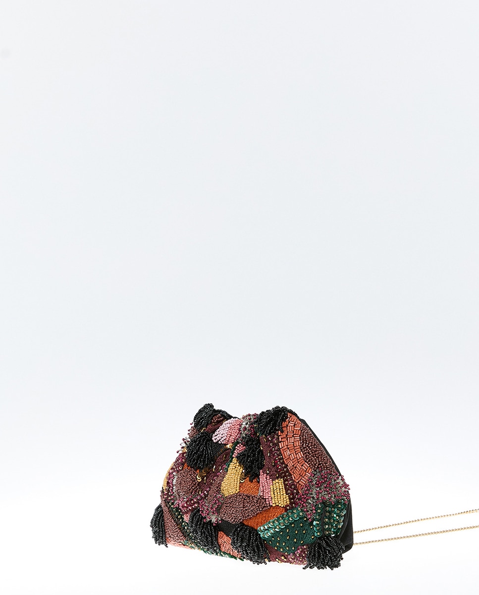 Mala Pouch Assimétrica com Missangas Multicolor-3