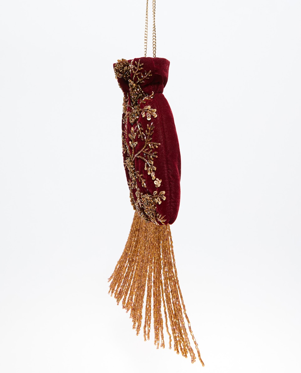 Mala Plana Franzida com Missangas Bordeaux-2