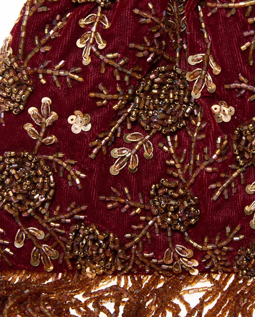 Mala Plana Franzida com Missangas Bordeaux-3