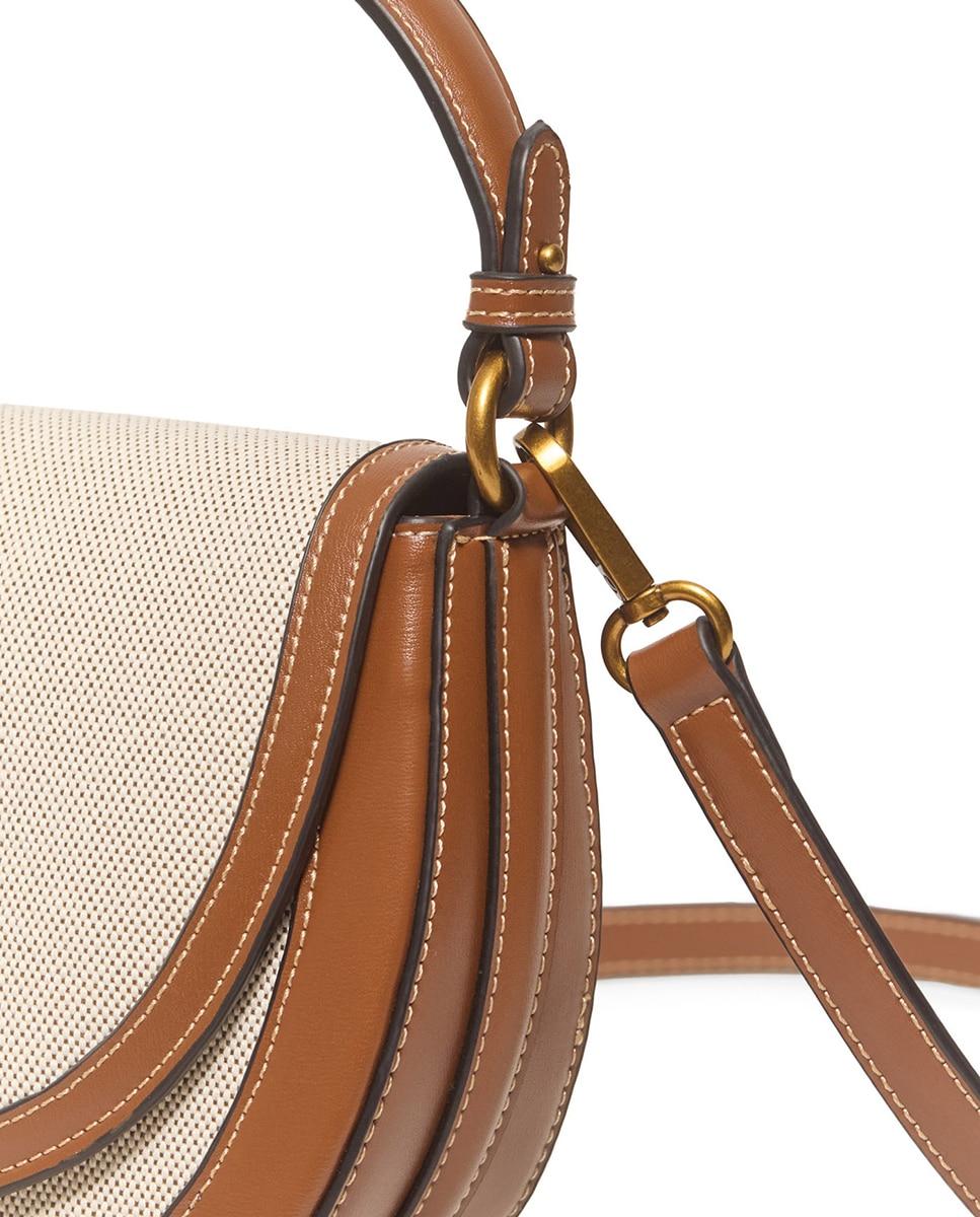 Mala Saddle de Lona Combinada Castanho-3