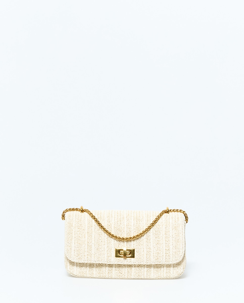 Imagem 0 de Mala Crossbody de Ráfia com Fecho Metálico