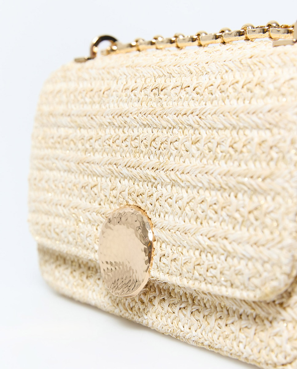 Crossbody de Ráfia Natural Ouro-3