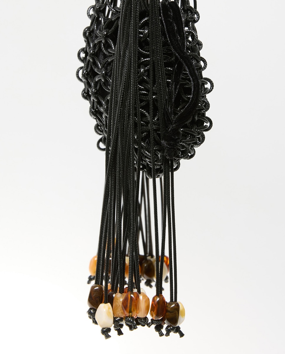 Mala com Nós e Pedras Pendentes Preto-4