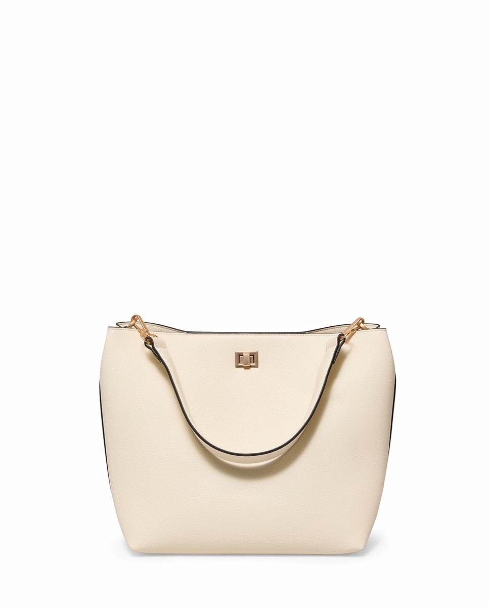 Mala Hobo de Ombro com Fecho Metálico Branco-1