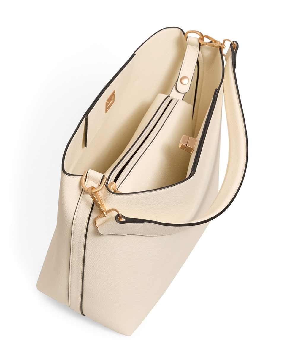Mala Hobo de Ombro com Fecho Metálico Branco-4