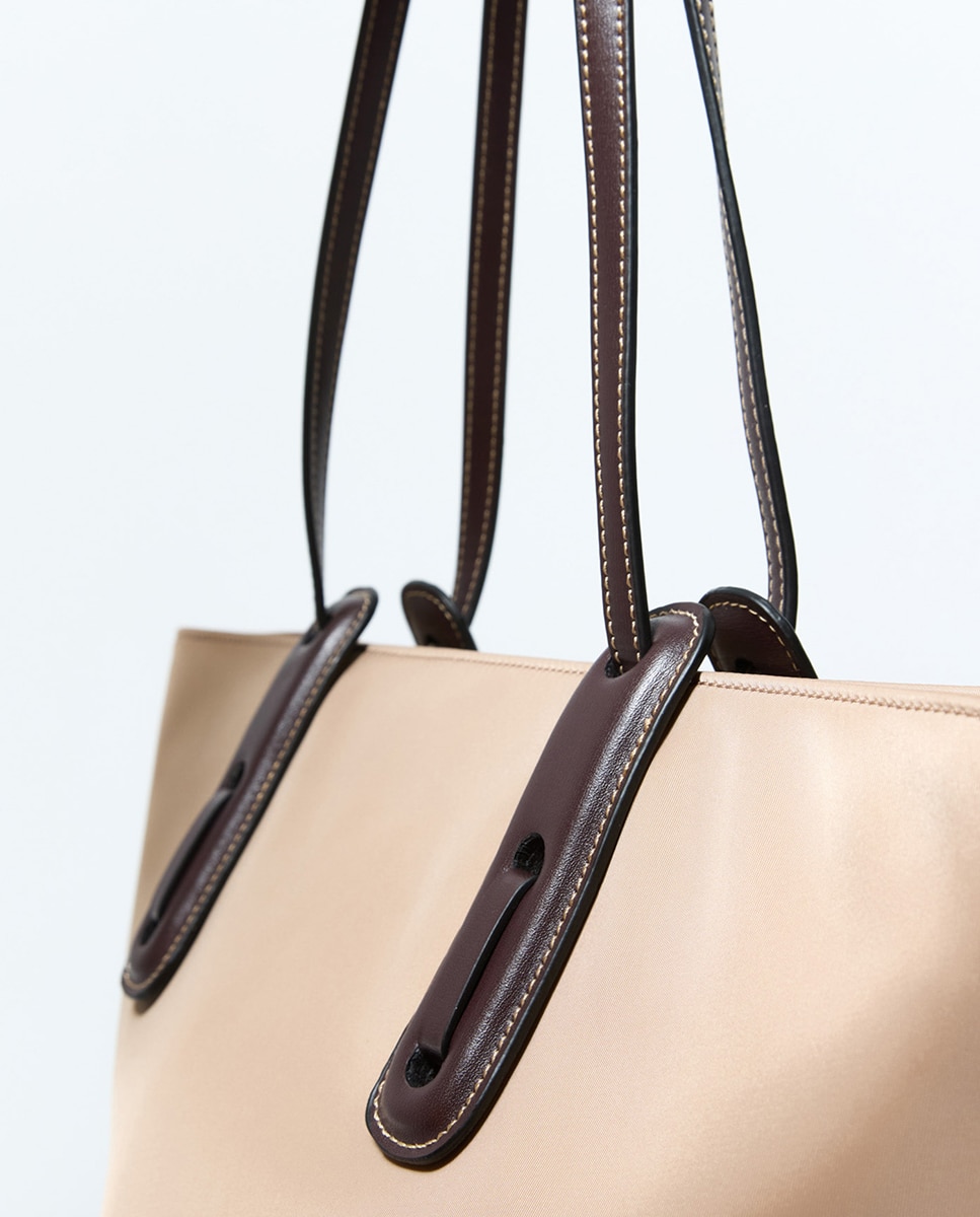 Mala Shopper em Nylon Camel-3