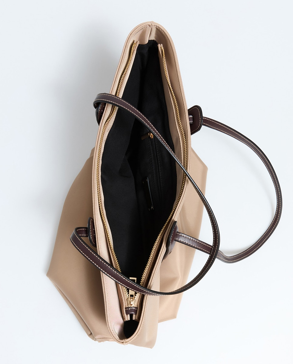 Mala Shopper em Nylon Camel-4