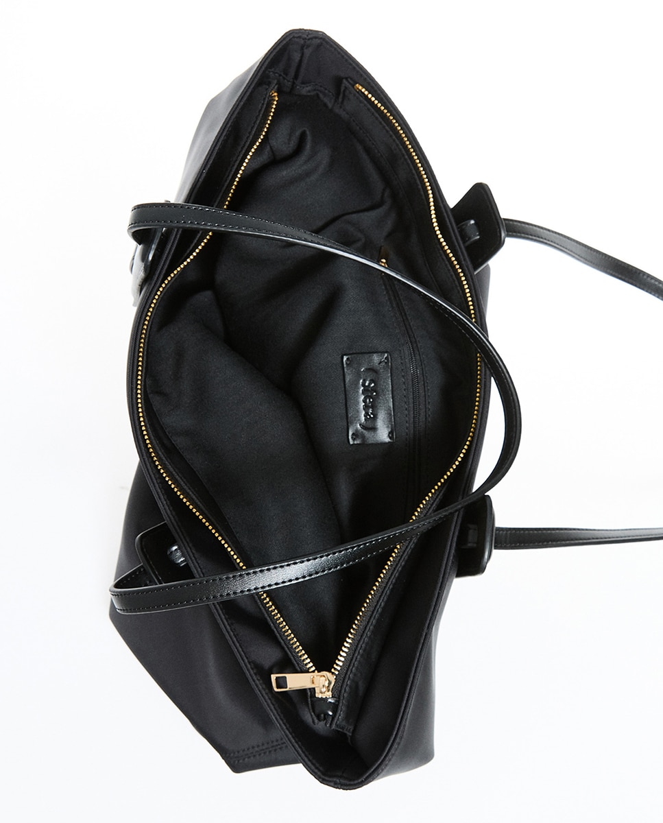 Mala Shopper de Nylon com Detalhe de Alças Preto-4