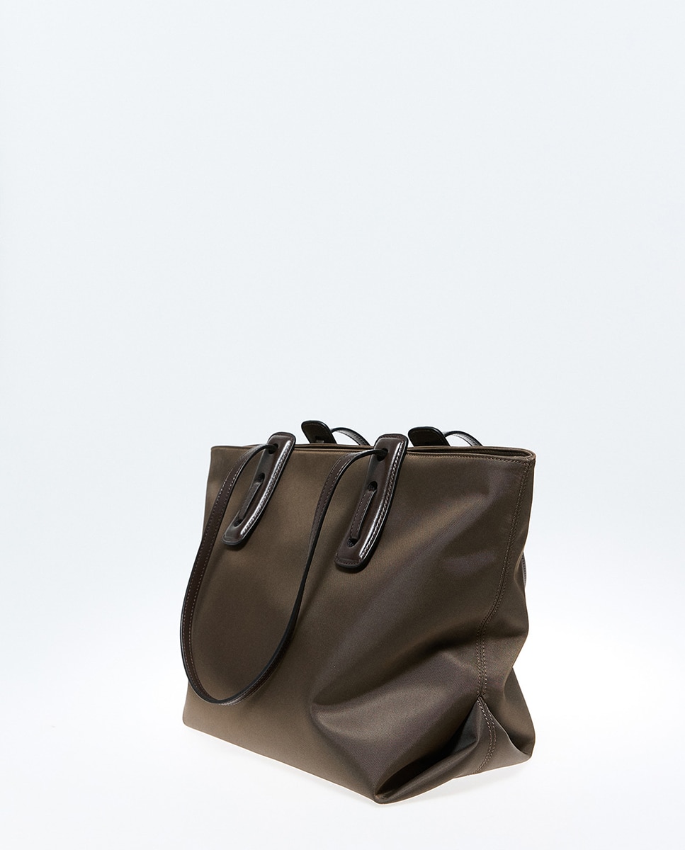 Mala Shopper de Nylon com Detalhe de Alças Vison Claro-2