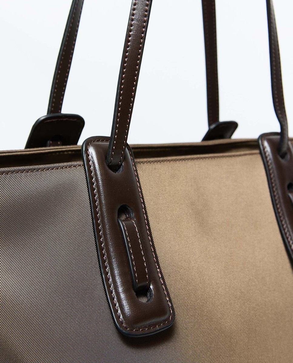 Mala Shopper de Nylon com Detalhe de Alças Vison Claro-3
