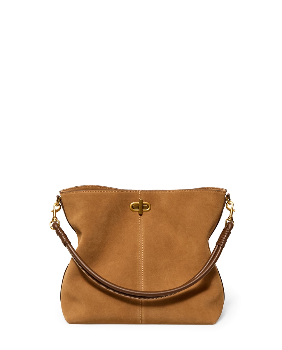 Mala Hobo em Pele com Fecho Metálico Castanho-3