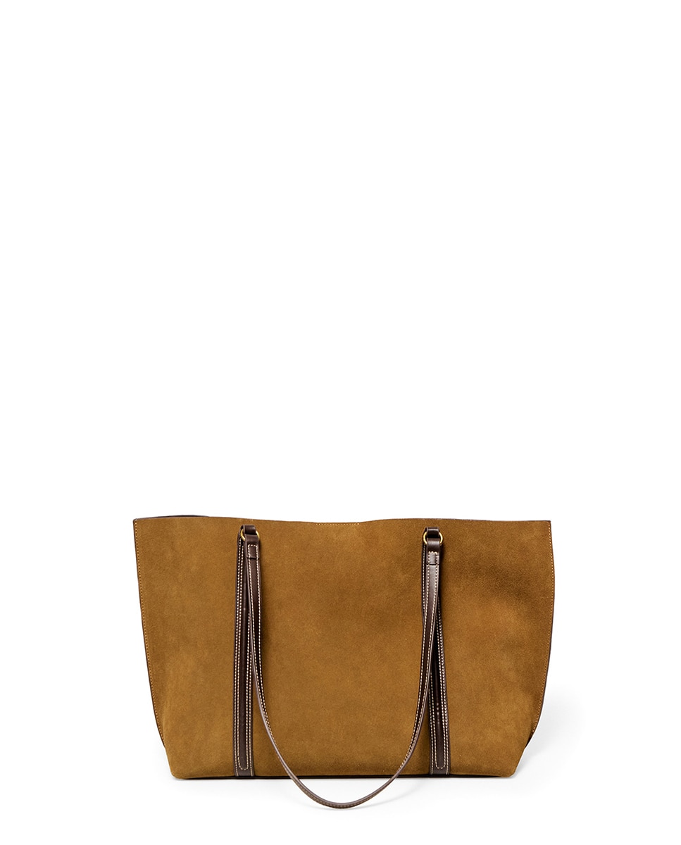 Mala Shopper em Pele com Tiras Caqui-5