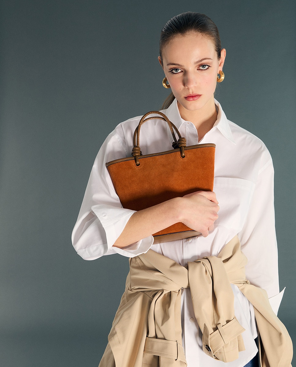 Cesta em Pele Laranja-2