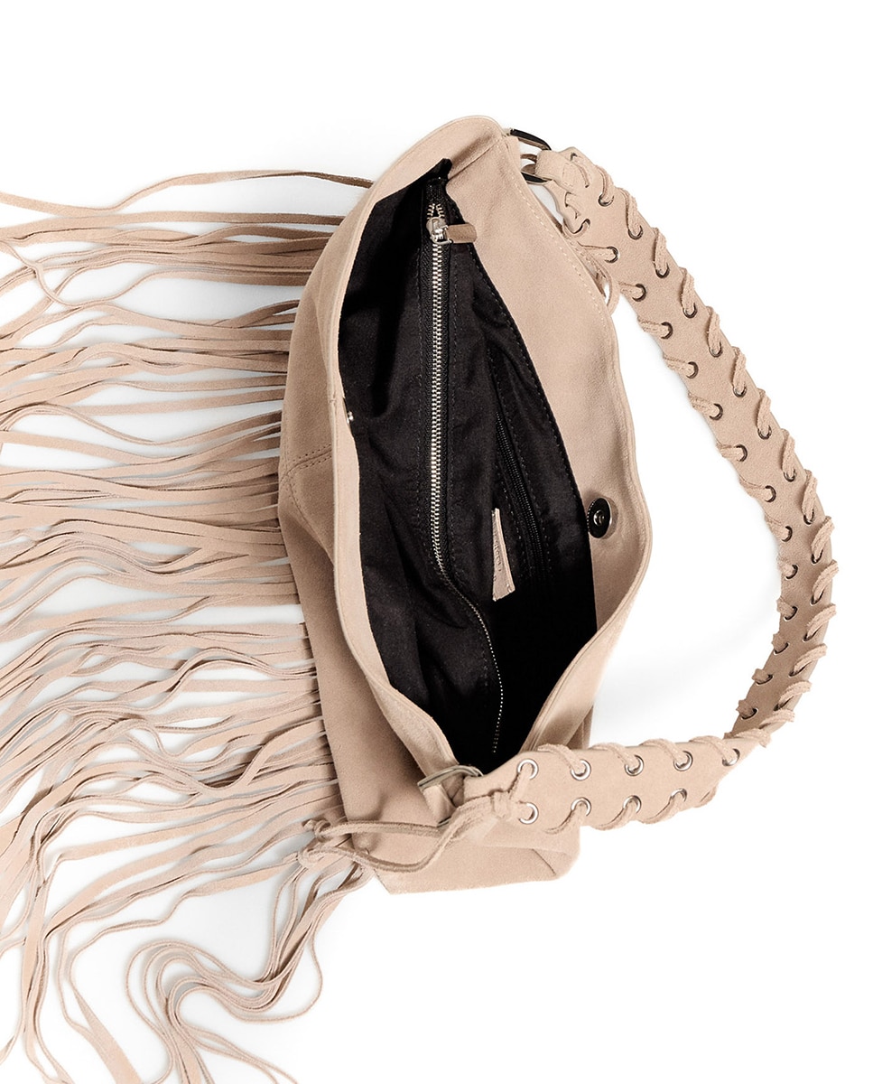 Mala de Ombro em Pele Bege-5