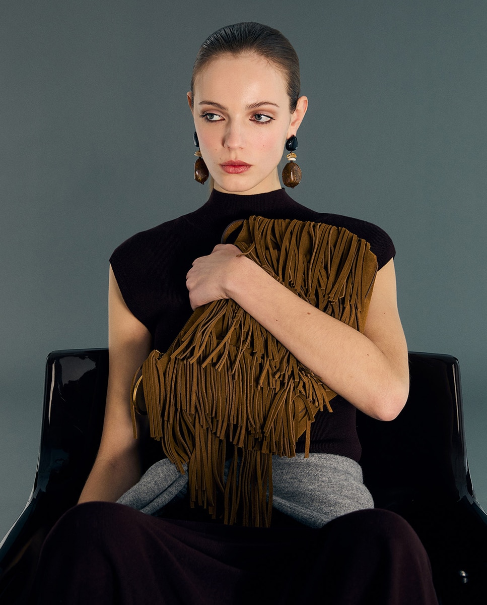 Imagem 0 de Mala em Pele com Franjas