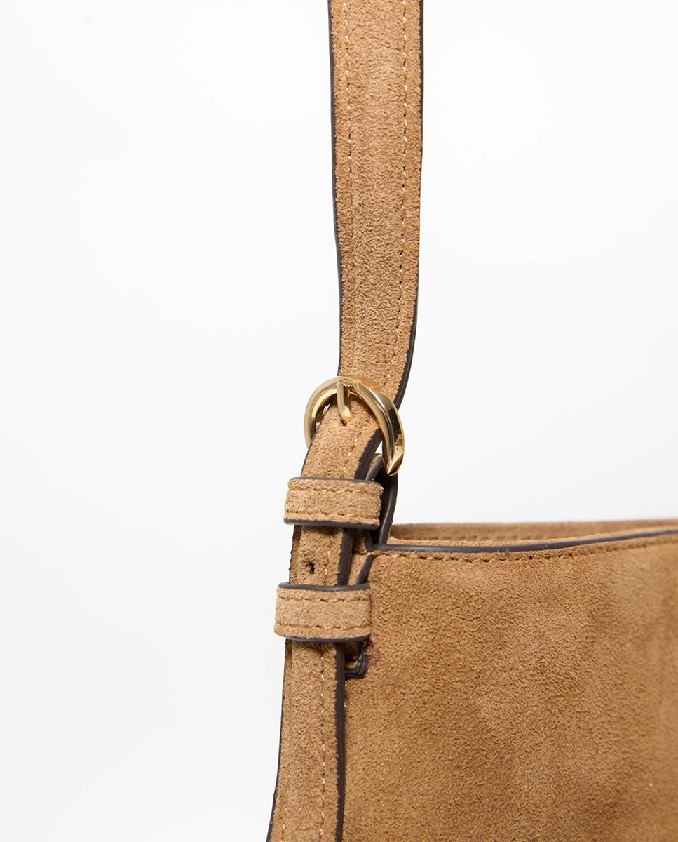 Mala Hobo em Pele com Corte 730 Camel-5