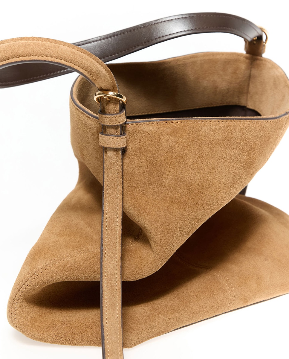 Mala Hobo em Pele com Corte 730 Camel-6