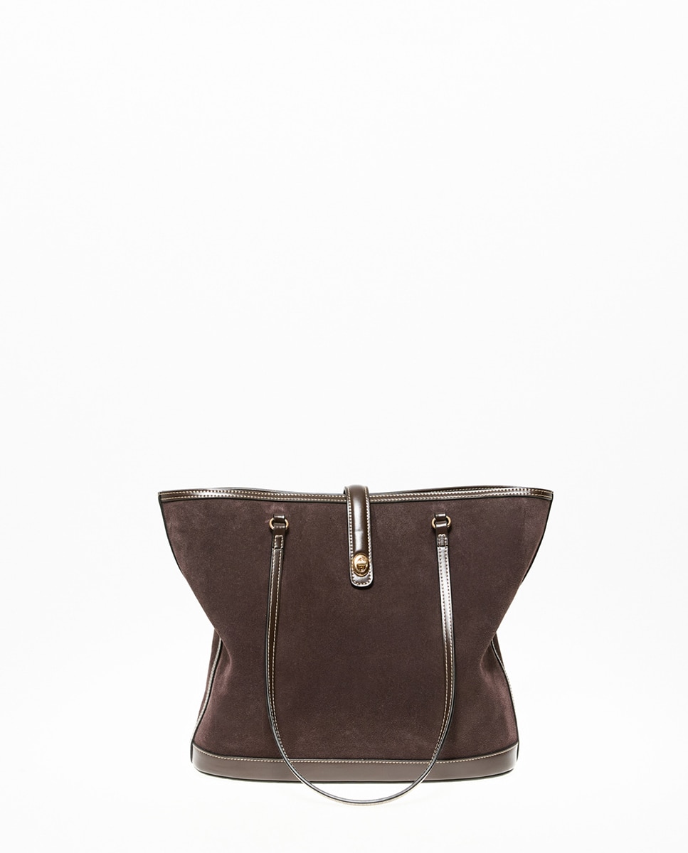 Imagem 0 de Mala Shopper em Pele com Detalhe Metálico