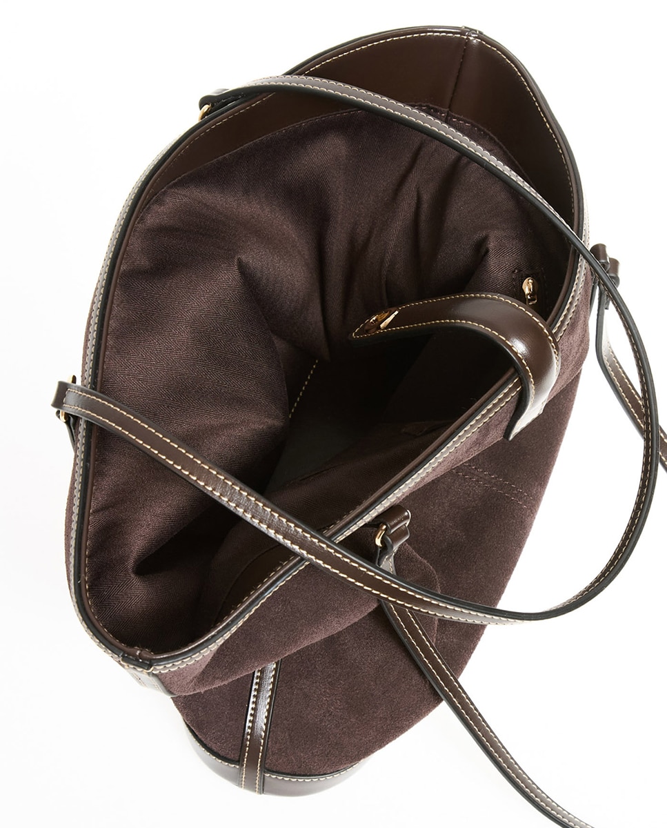 Mala Shopper em Pele com Detalhe Metálico Chocolate-4