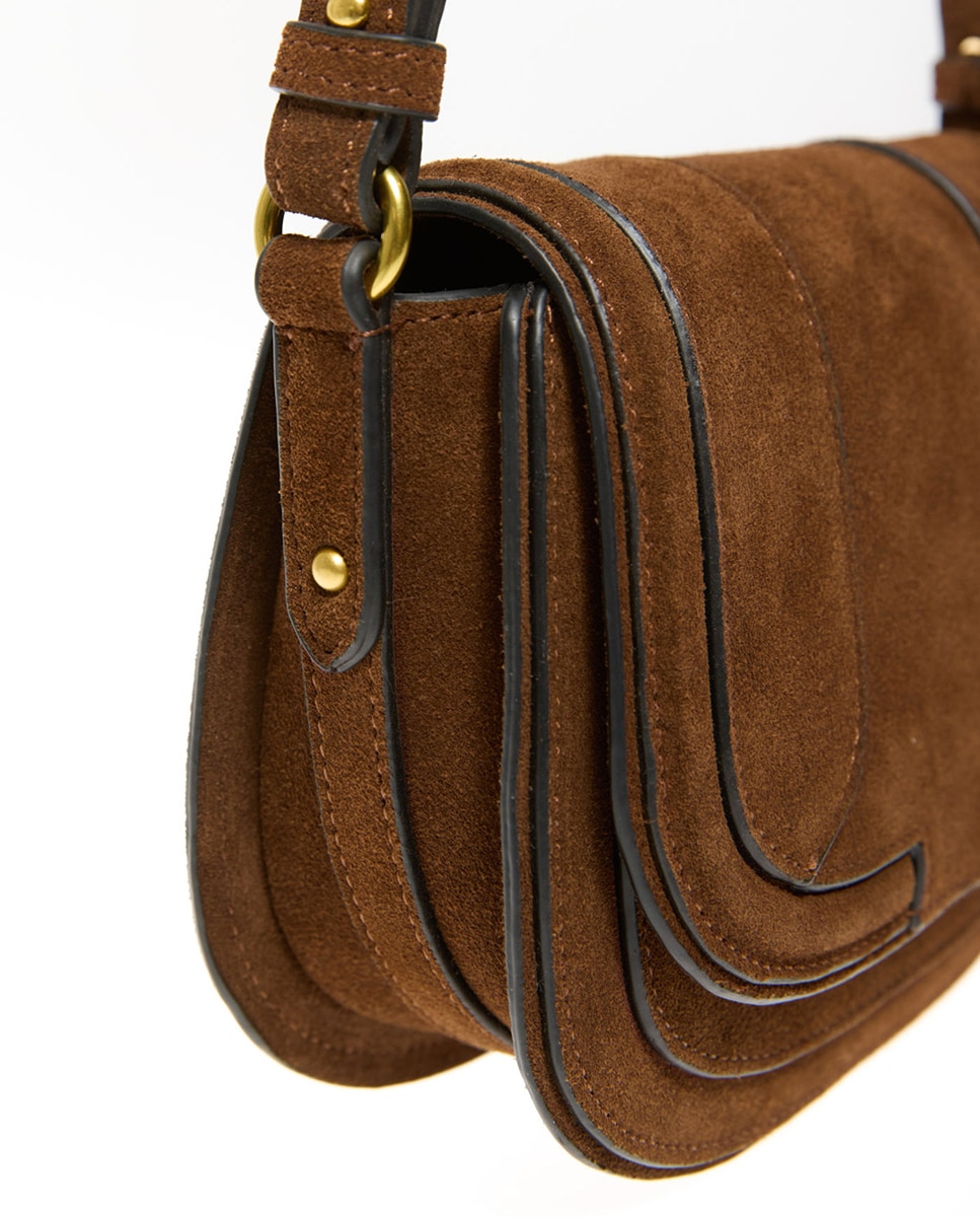 Mala Saddle em Pele com Detalhes Castanho-2