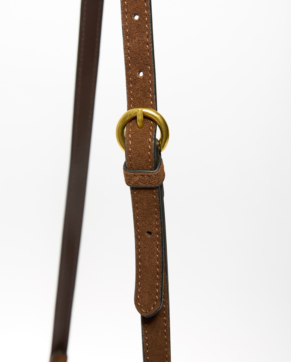 Mala Saddle em Pele com Detalhes Castanho-3