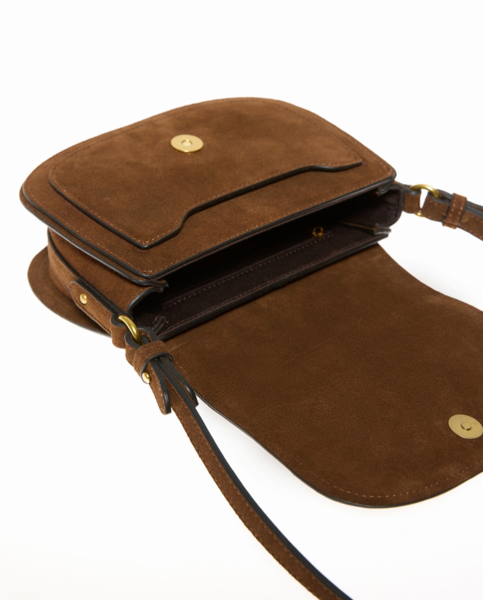 Mala Saddle em Pele com Detalhes Castanho-4
