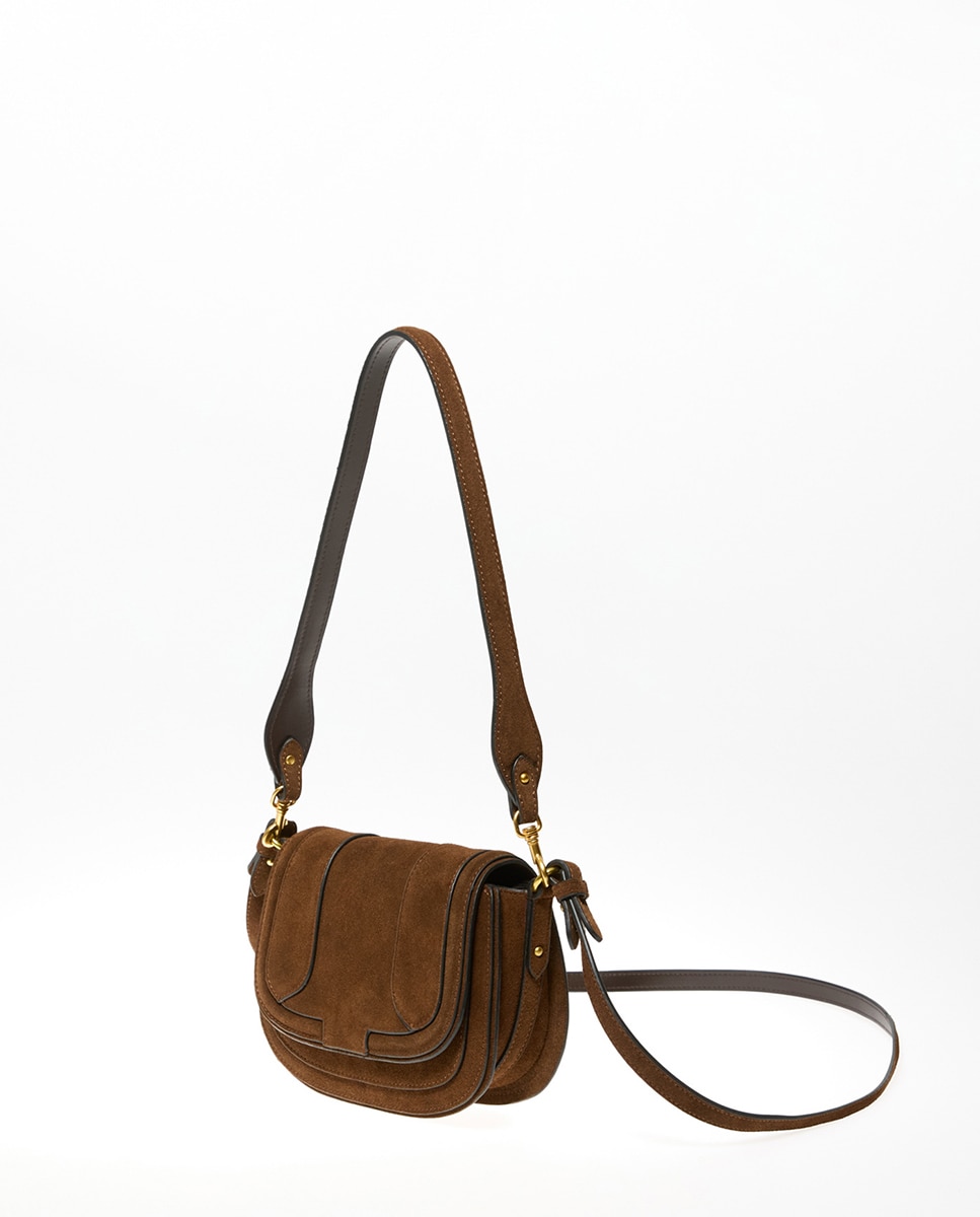Mala Saddle em Pele com Detalhes Castanho-5