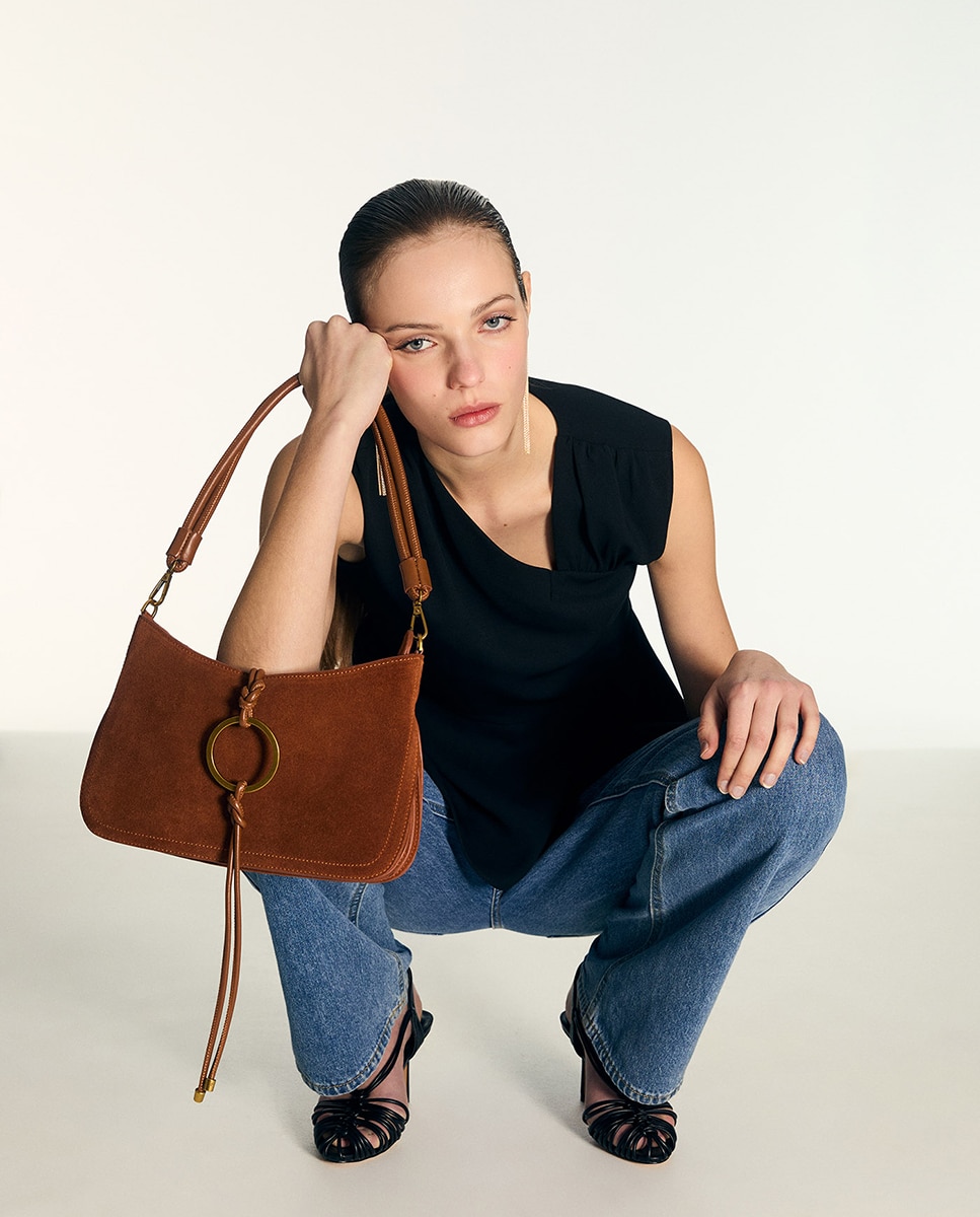 Imagem 0 de Mala Tipo Baguette de Ombro em Pele