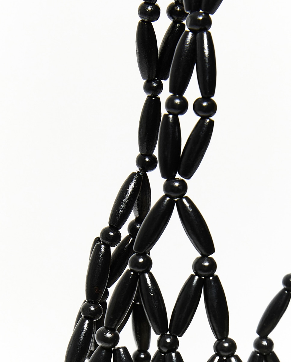 Mala de Ombro com Missangas Preto-4