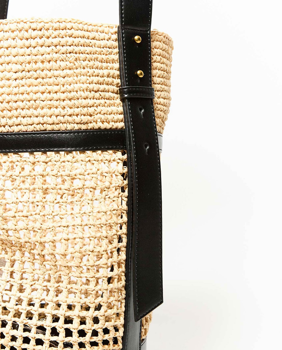 Mala Bucket de Ráfia Natural Bege-2