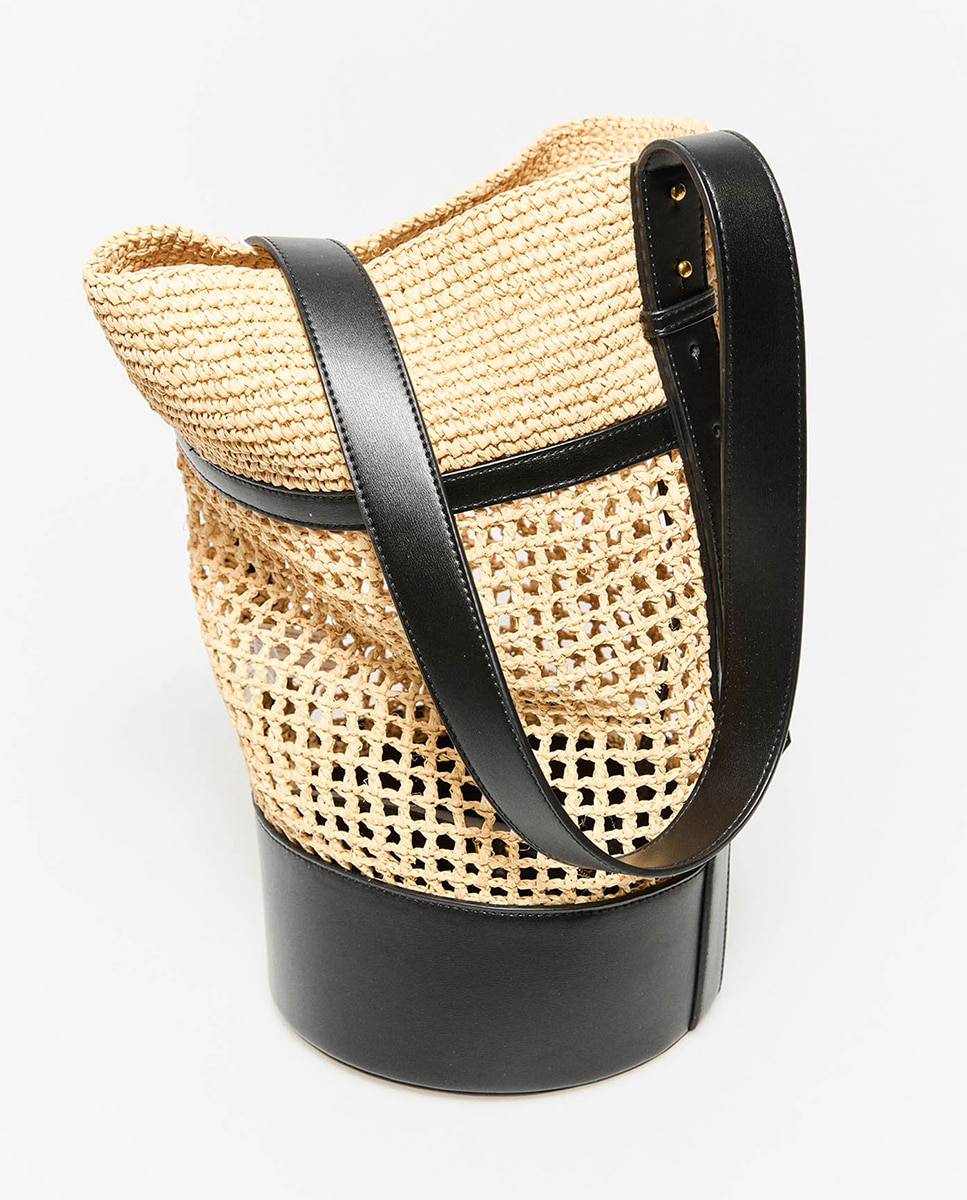 Mala Bucket de Ráfia Natural Bege-3