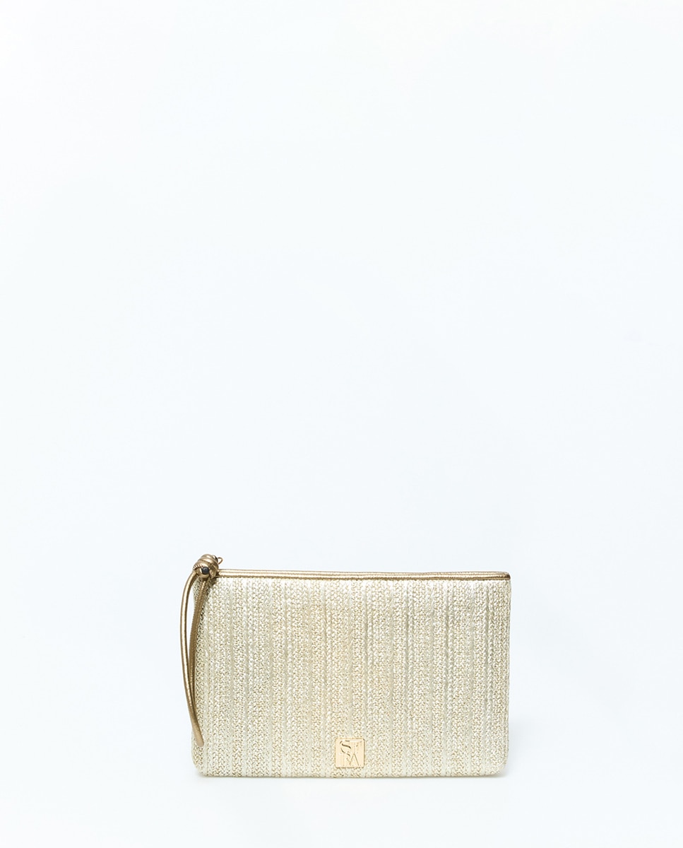 Imagem 0 de Carteira de ráfia metalizada