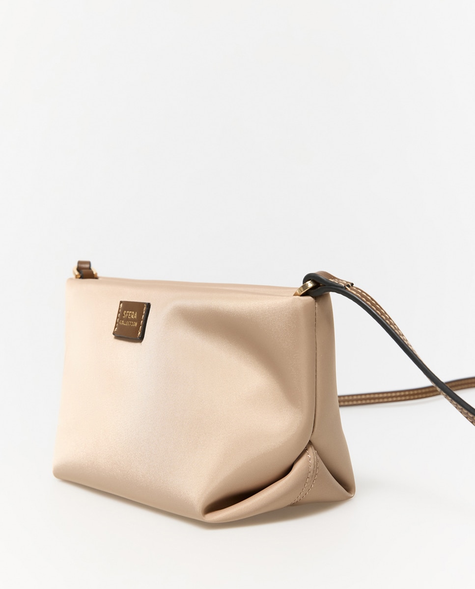 Mini Mala em Tecido de Nylon Camel-3
