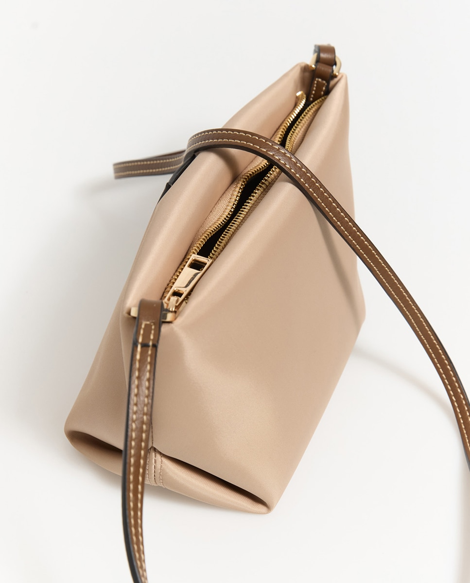 Mini Mala em Tecido de Nylon Camel-4
