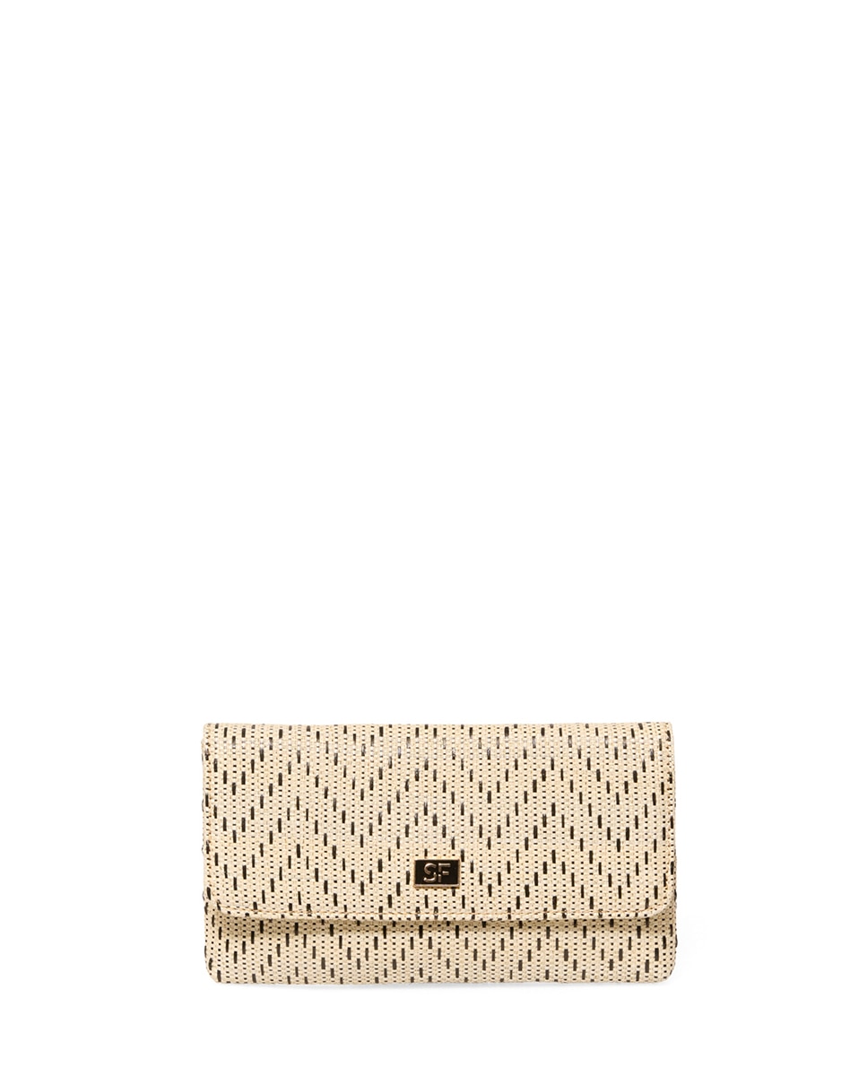 Mala Tipo Clutch de Ráfia Estampada Cru-1