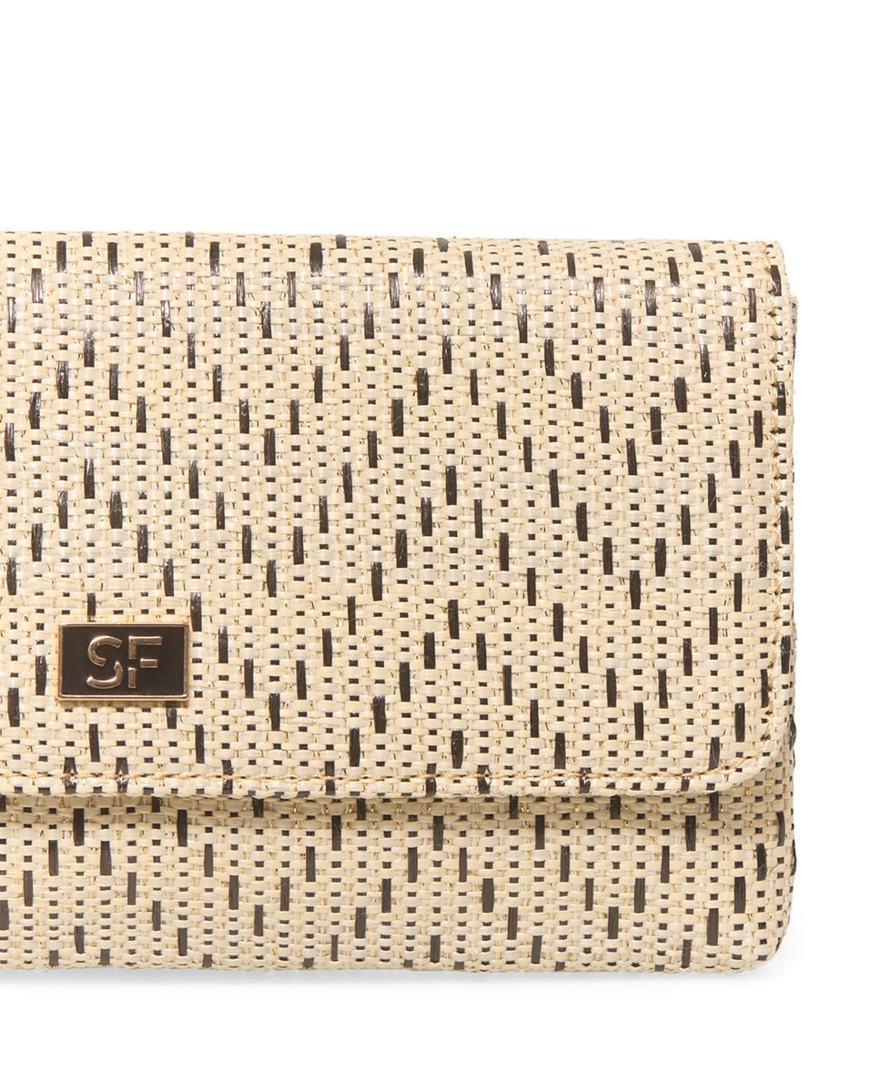 Mala Tipo Clutch de Ráfia Estampada Cru-2