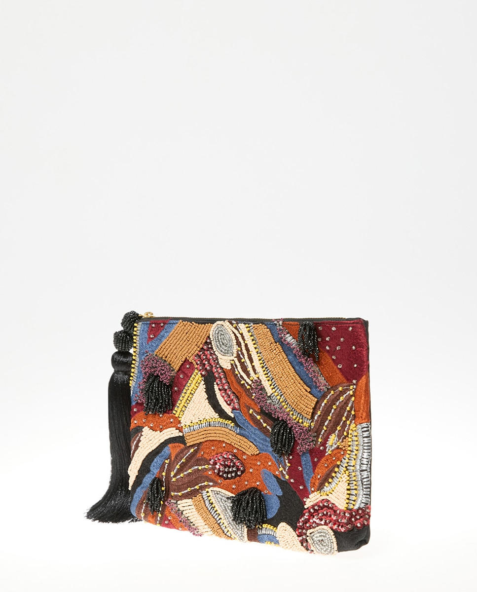 Porta-Moedas com Missangas Abstrato Multicolor-3