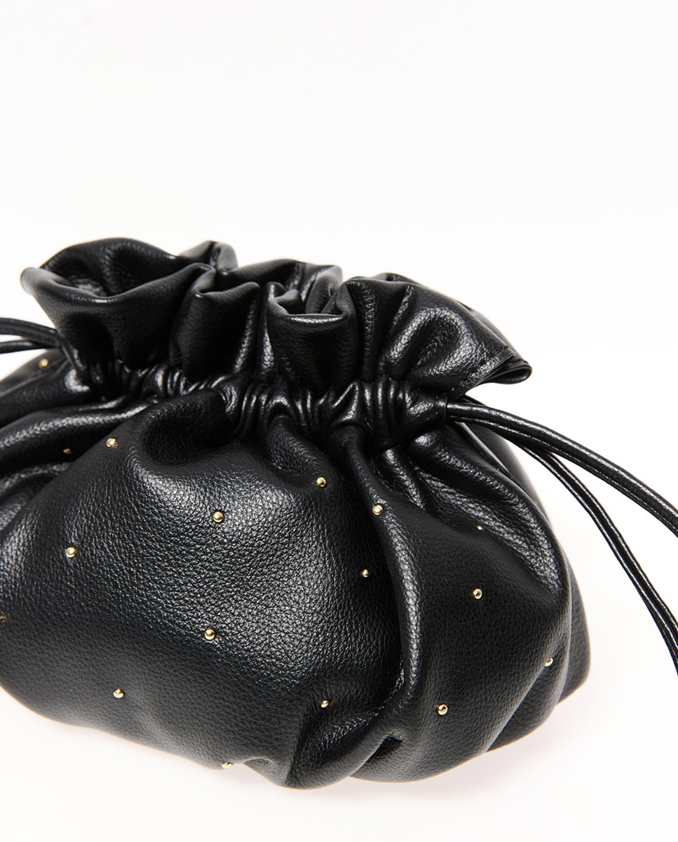 Mala Mini Pouch com Franzido Preto-2